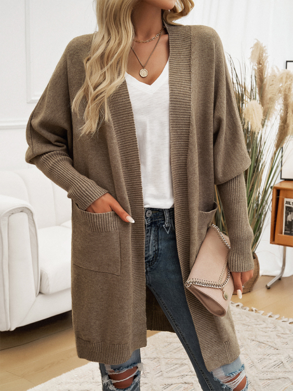 Longline Cardigans- Cozy Layer Long Cardigan with Batwing Sleeves for Women- - IndioGear.com