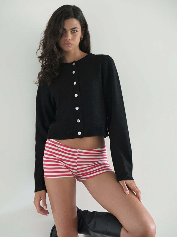 Lounge Set- Striped Crop Tee & Shorts Lounge Outfit for Women- - IndioGear.com