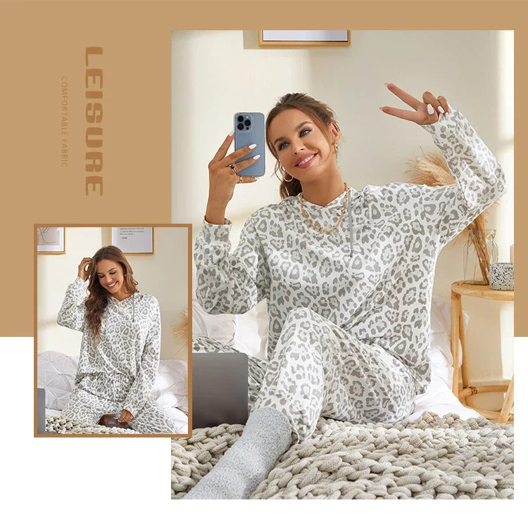 Loungewear- All-Day Soft Cotton Lounger Set with Hood- - IndioGear Women Clothing