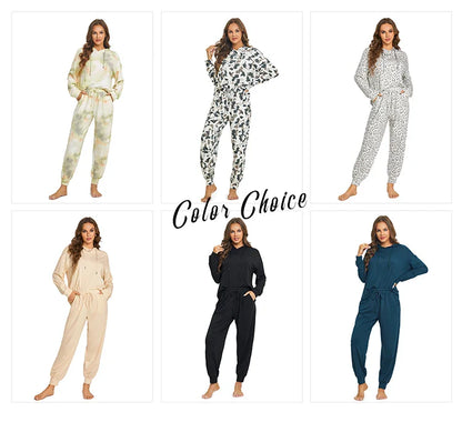 Loungewear- All-Day Soft Cotton Lounger Set with Hood- - IndioGear Women Clothing