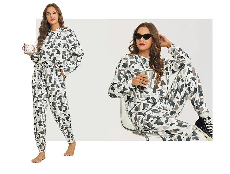 Loungewear- All-Day Soft Cotton Lounger Set with Hood- - IndioGear Women Clothing