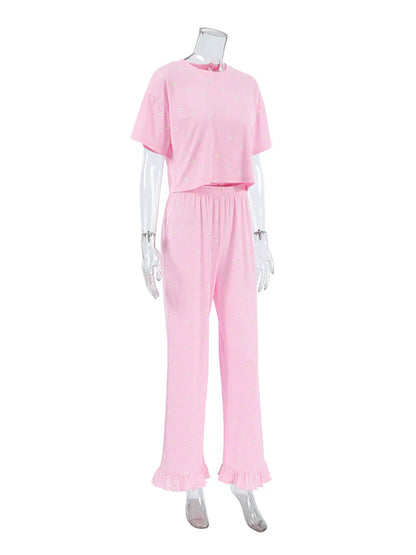 Loungewear - Casual Daisy Loungewear Pants and Top