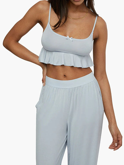 Loungewear - Casual Gingham Loungewear Set Cami & Pants