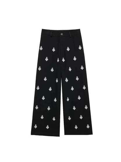 Loungewear - Embroidered Loungewear Artistic Pants and Shirt