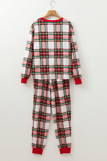 Loungewear- Festive Plaid Christmas Pajama Set Holiday Lounge Pants and Top- - IndioGear Women Clothing