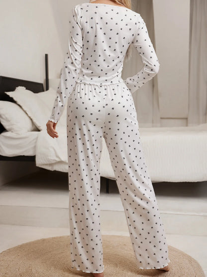 Lounge 2-teiliges Damen-Pyjama-Set für Frühling und Herbst