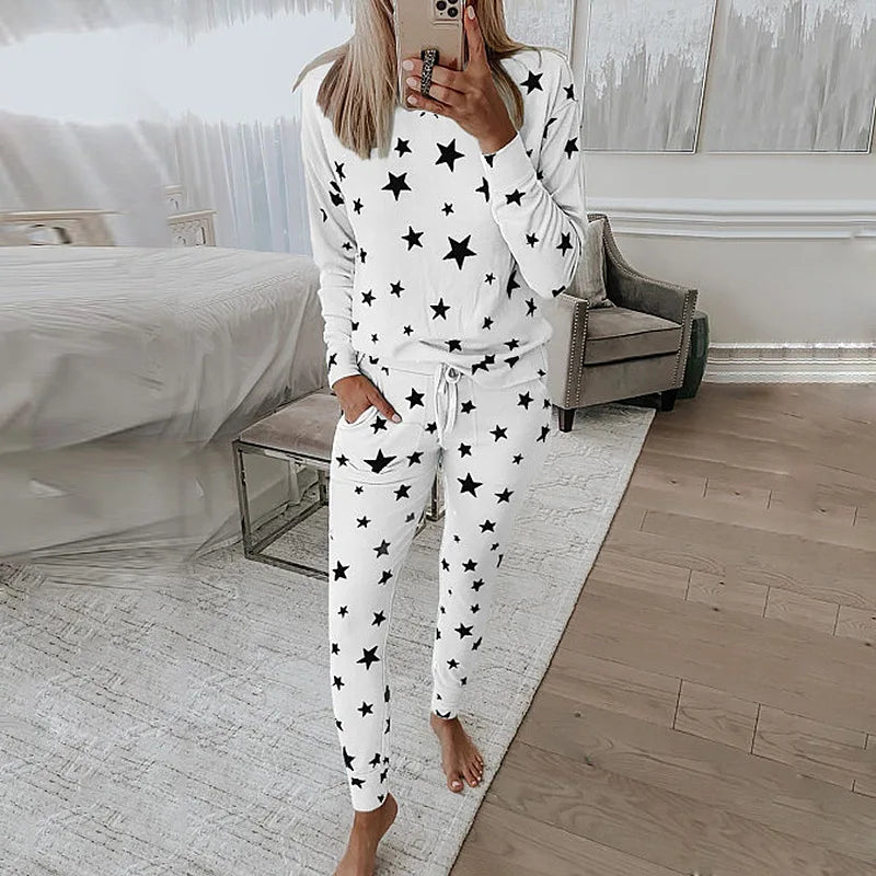 Loungewear- Starry Comfy Women's Casual Pajama Set for Home & Leisure- - IndioGear.com