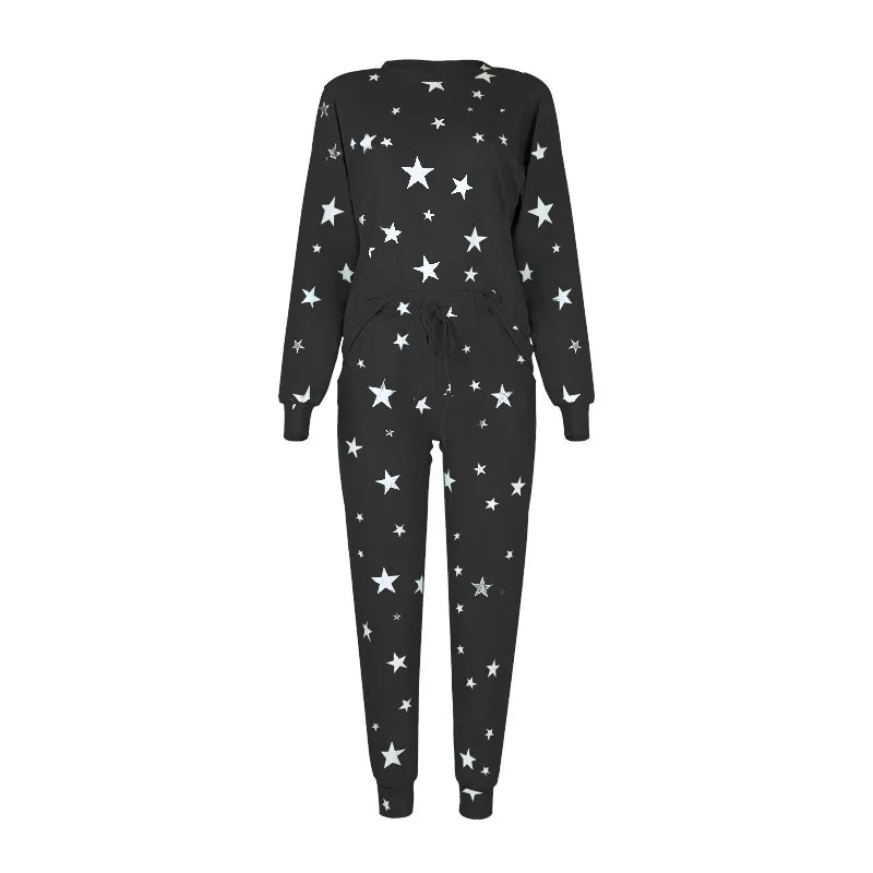 Loungewear- Starry Comfy Women's Casual Pajama Set for Home & Leisure- - IndioGear.com