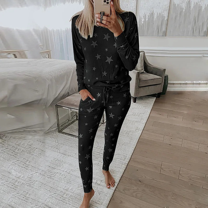 Loungewear- Starry Comfy Women's Casual Pajama Set for Home & Leisure- - IndioGear.com