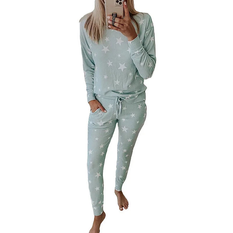 Loungewear- Starry Comfy Women's Casual Pajama Set for Home & Leisure- - IndioGear.com