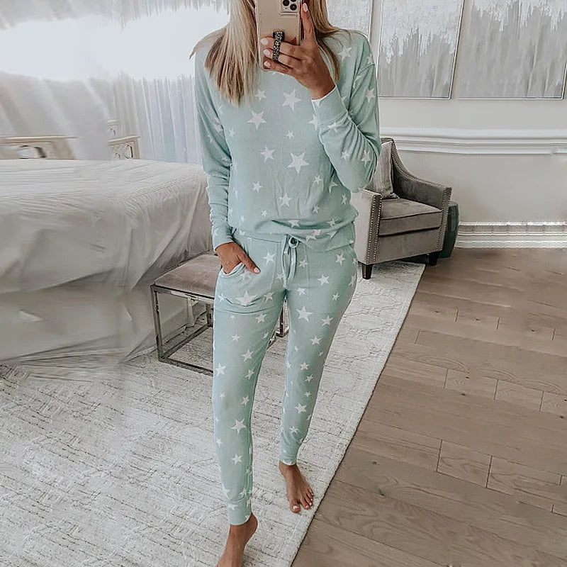 Loungewear- Starry Comfy Women's Casual Pajama Set for Home & Leisure- - IndioGear.com