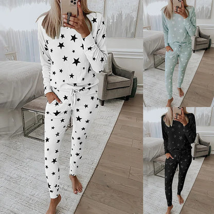 Loungewear- Starry Comfy Women's Casual Pajama Set for Home & Leisure- - IndioGear.com