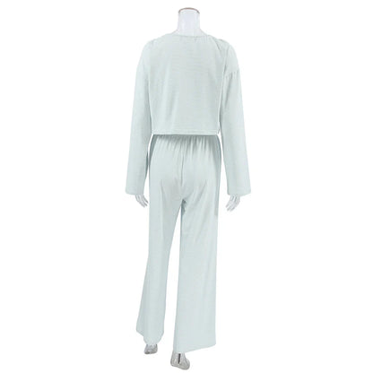 Loungewear- Tie-Up Casual 2 Piece Cotton Loungewear Set- - IndioGear Women Clothing