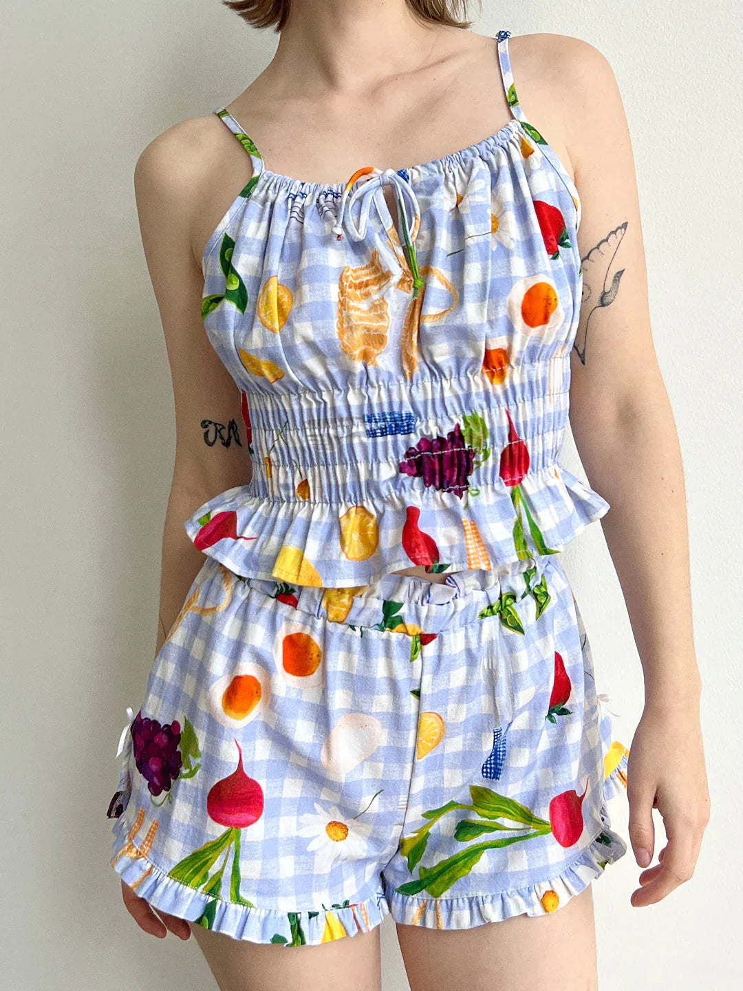 Loungewear- Veggie-Themed Loungewear Cami & Shorts for Women- Fruity Print- IndioGear.com