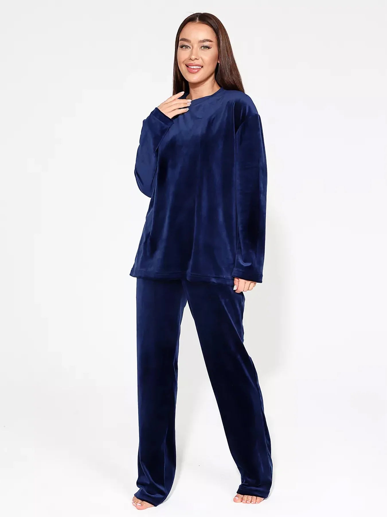 Loungewear- Velvet Loungewear 2 Piece Plus Size Set Pants & Top Pajamas- - IndioGear.com