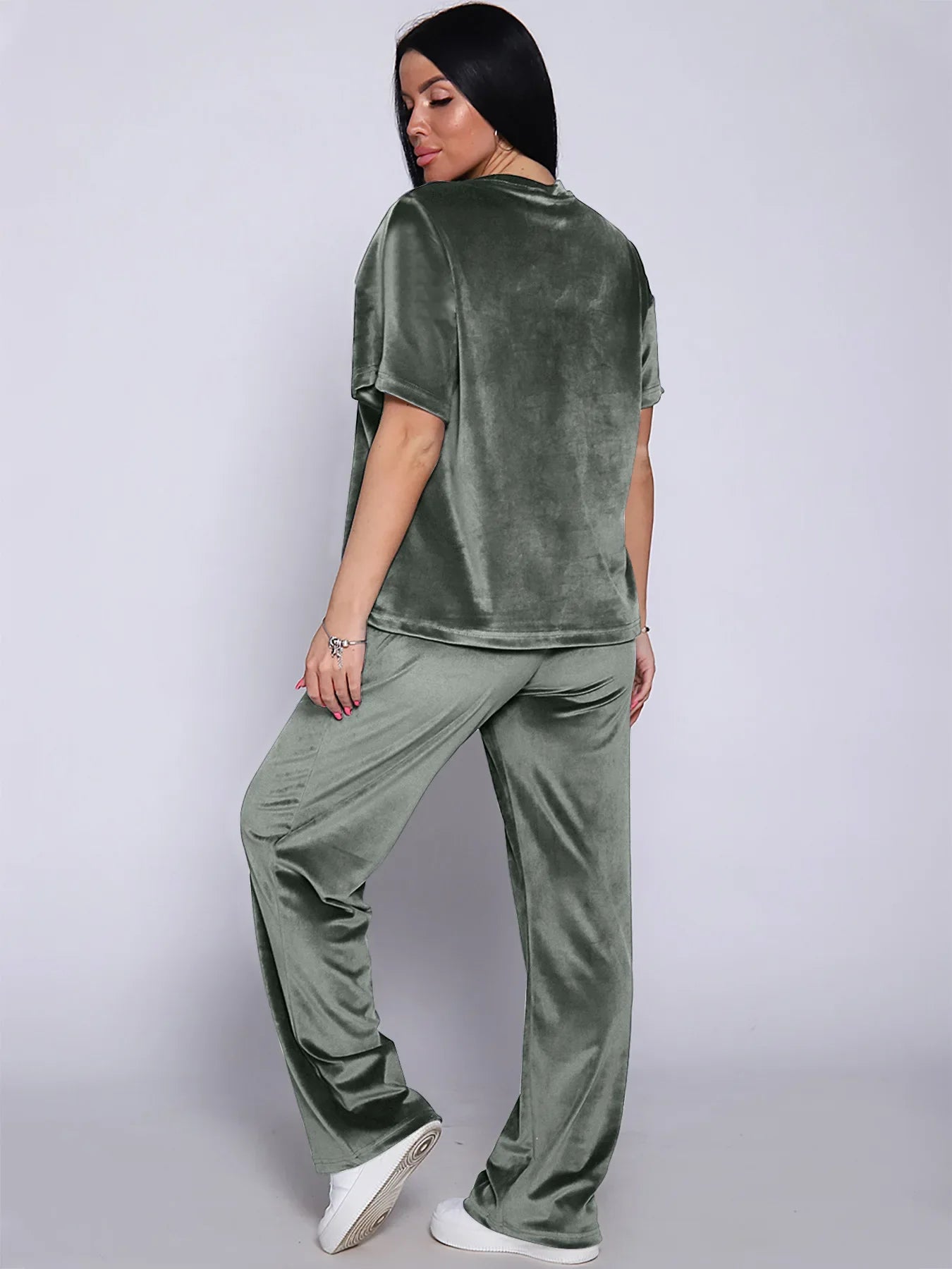 Loungewear- Velvet Loungewear 2 Piece Plus Size Set Pants & Top Pajamas- - IndioGear.com