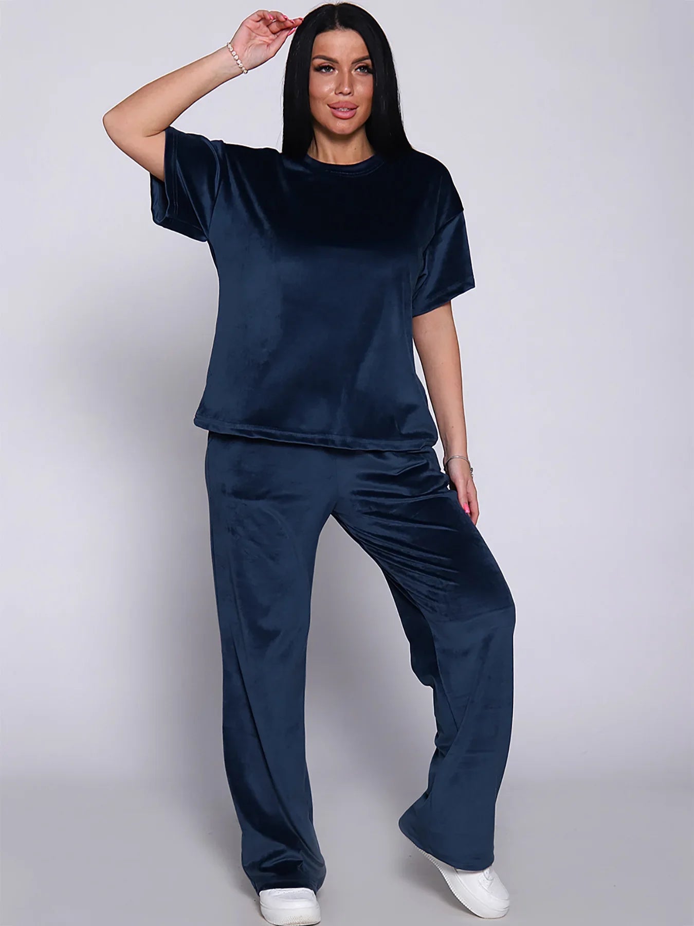 Loungewear- Velvet Loungewear 2 Piece Plus Size Set Pants & Top Pajamas- - IndioGear.com