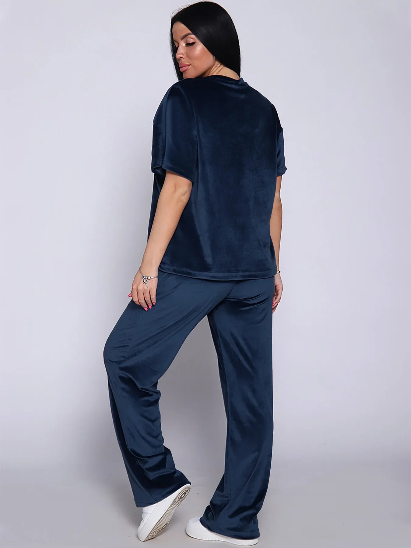 Loungewear- Velvet Loungewear 2 Piece Plus Size Set Pants & Top Pajamas- - IndioGear.com