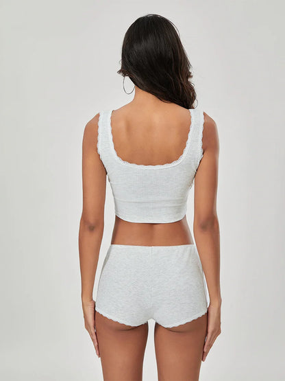 Loungewear- Women Loungewear Sleeveless Crop Top & Slim Shorts- - IndioGear.com