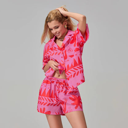 Loungewear- Women Tropical Pajama Set Shorts & Shirt Sleepwear Collection- - IndioGear.com