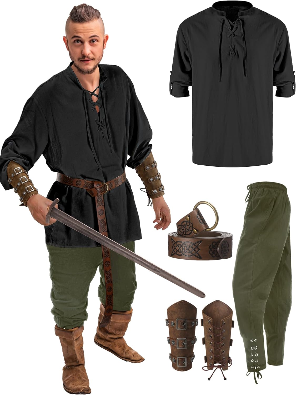 Male Halloween Costumes- 4 Pcs Medieval Maven Ensemble Kit - Halloween Best- - IndioGear.com