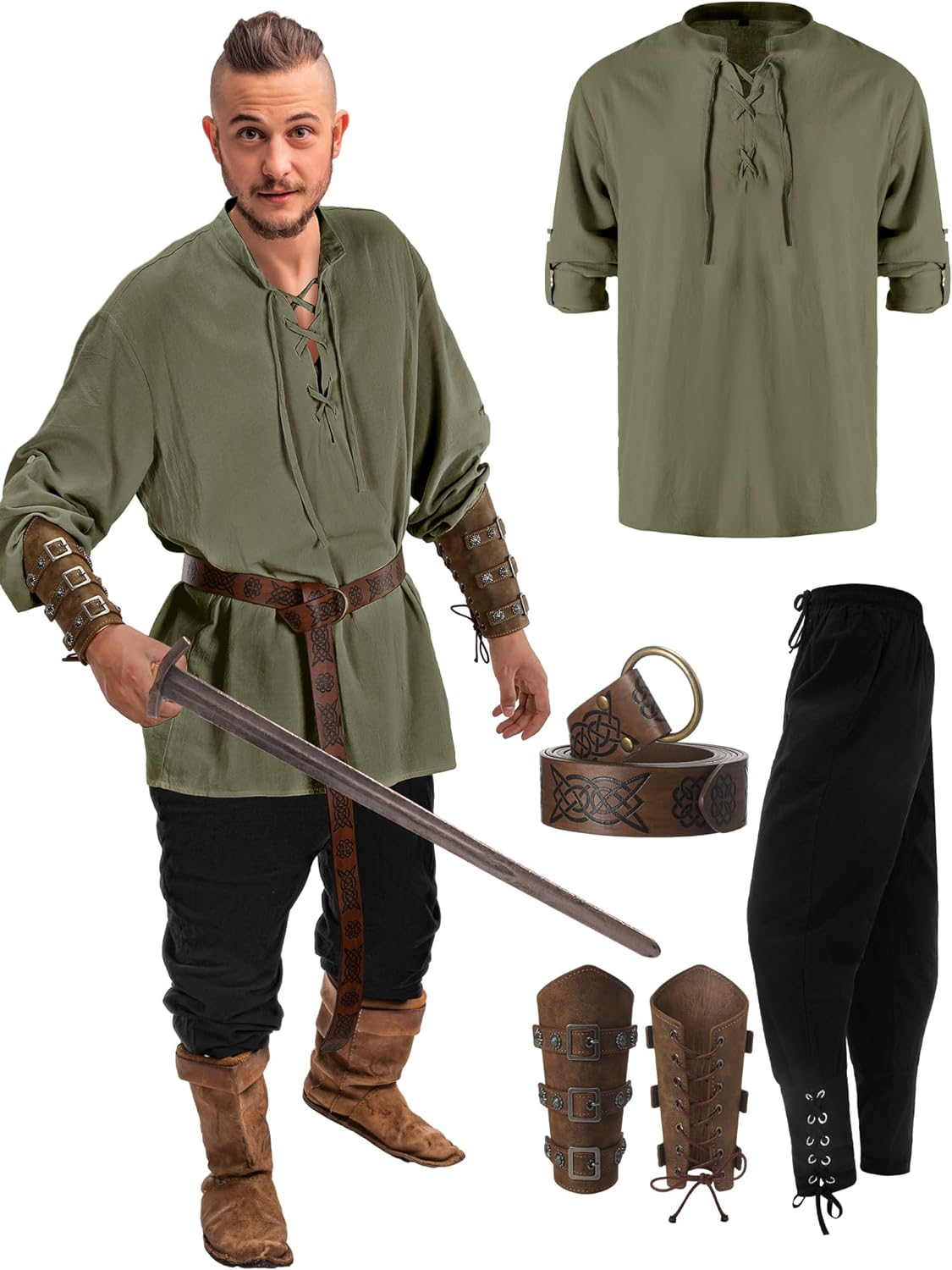 Male Halloween Costumes- 4 Pcs Medieval Maven Ensemble Kit - Halloween Best- - IndioGear.com