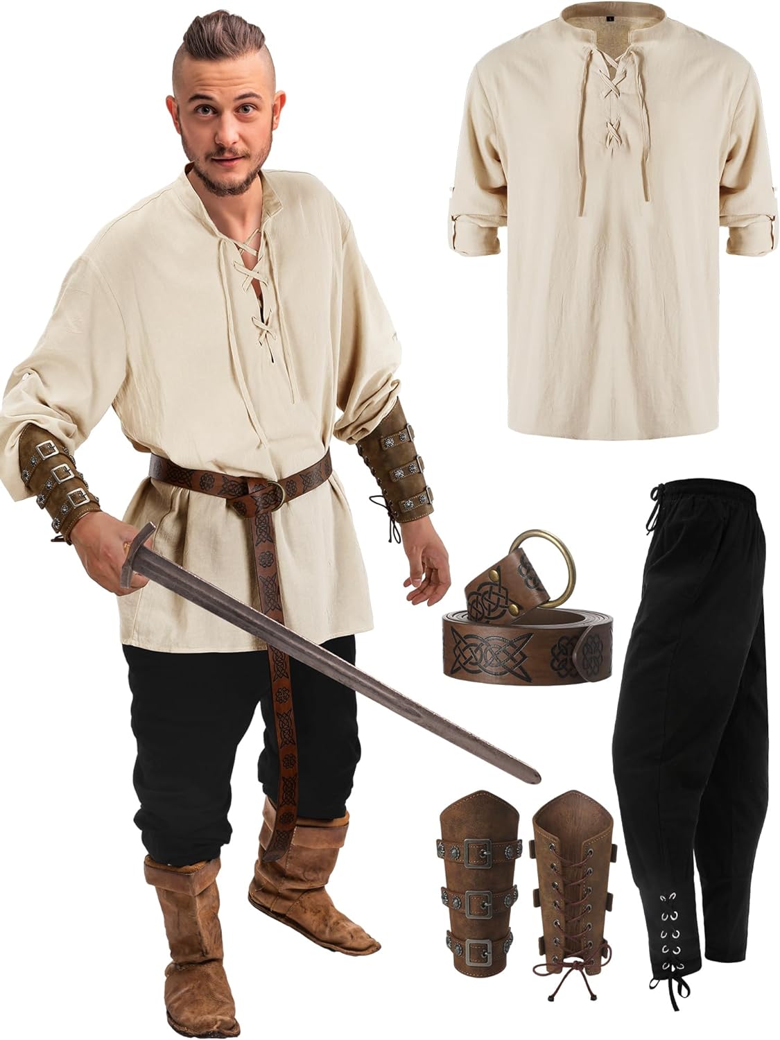 Male Halloween Costumes- 4 Pcs Medieval Maven Ensemble Kit - Halloween Best- - IndioGear.com