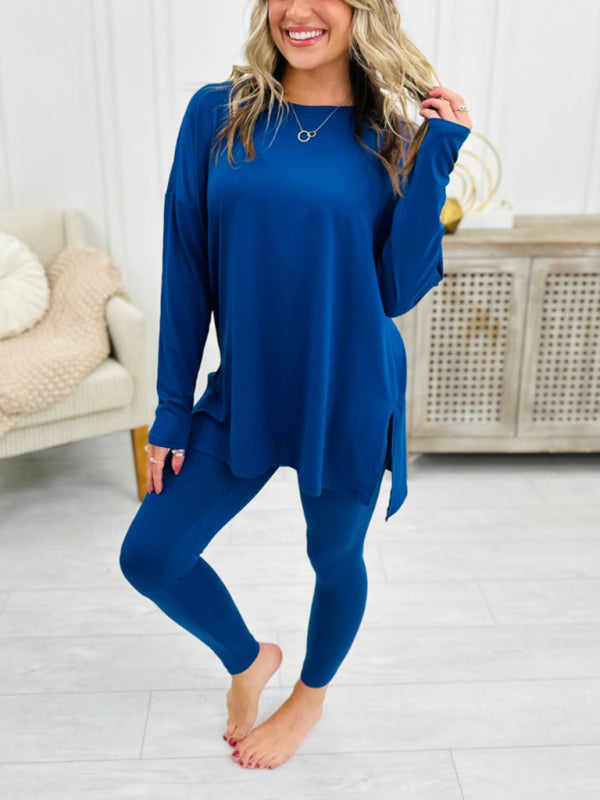 Matching Sets- Asymmetrical Pullover & Leggings Matching Set- - IndioGear Women Clothing