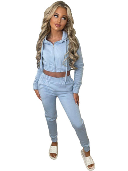 Matching Sets- Women's Crop Hoodie & Joggers Set Tracksuit Sweatpants- - IndioGear Women Clothing