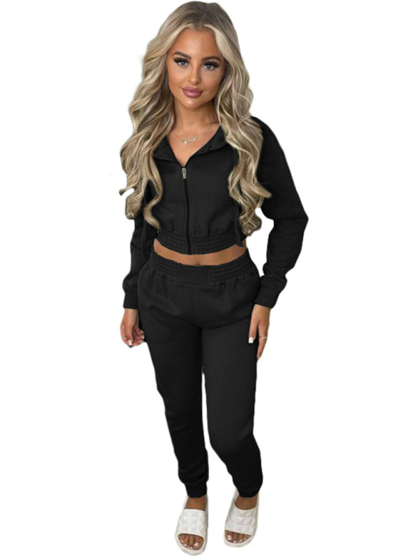 Matching Sets- Women's Crop Hoodie & Joggers Set Tracksuit Sweatpants- - IndioGear Women Clothing