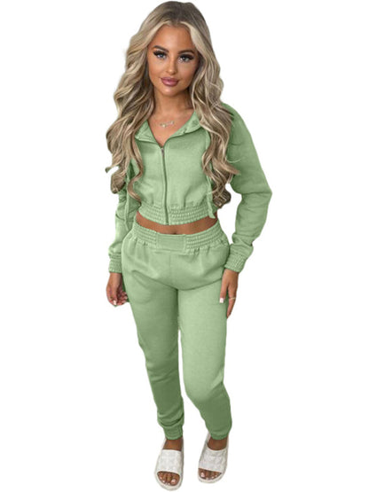 Matching Sets- Women's Crop Hoodie & Joggers Set Tracksuit Sweatpants- - IndioGear Women Clothing