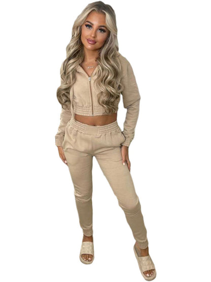 Matching Sets- Women's Crop Hoodie & Joggers Set Tracksuit Sweatpants- - IndioGear Women Clothing