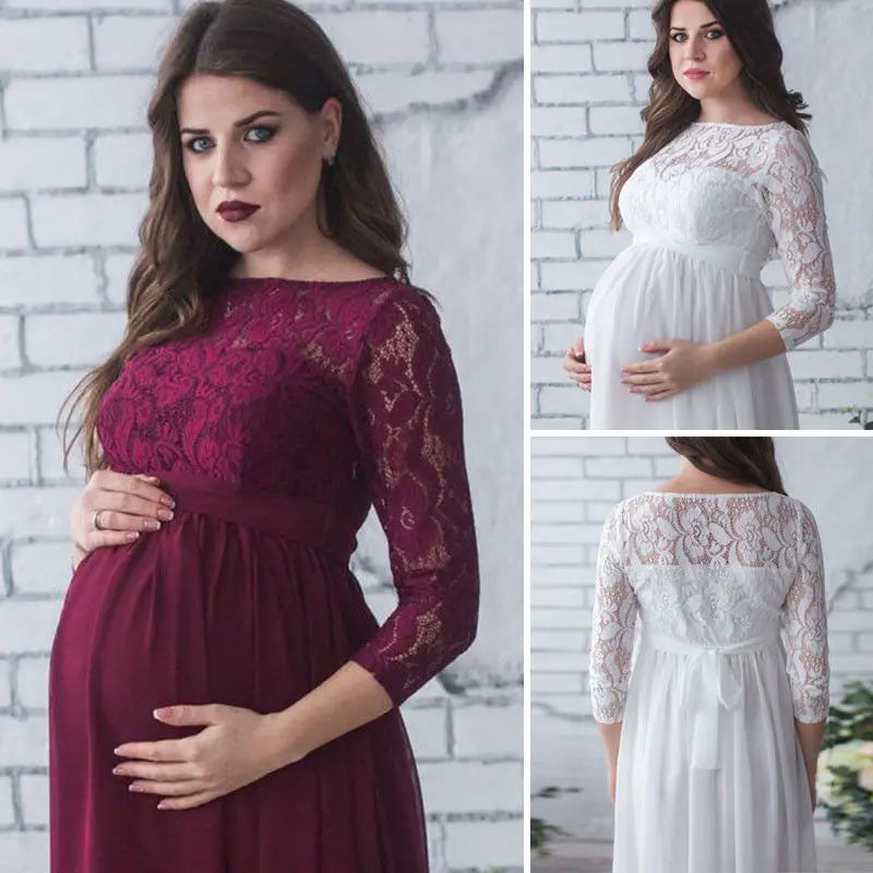 Maternity Dresses- Cherished Moments Lace Dress- - IndioGear Women Clothing