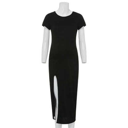 Maternity Dresses- Chic Mama Maternity Maxi with Leg Flair- - IndioGear Women Clothing