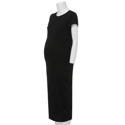 Maternity Dresses- Chic Mama Maternity Maxi with Leg Flair- - IndioGear Women Clothing