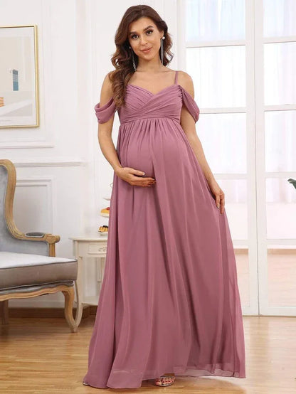 Maternity Dresses- Draped Maternity Evening Gown - Perfect for Elegant Events- - IndioGear Fashion and Gear