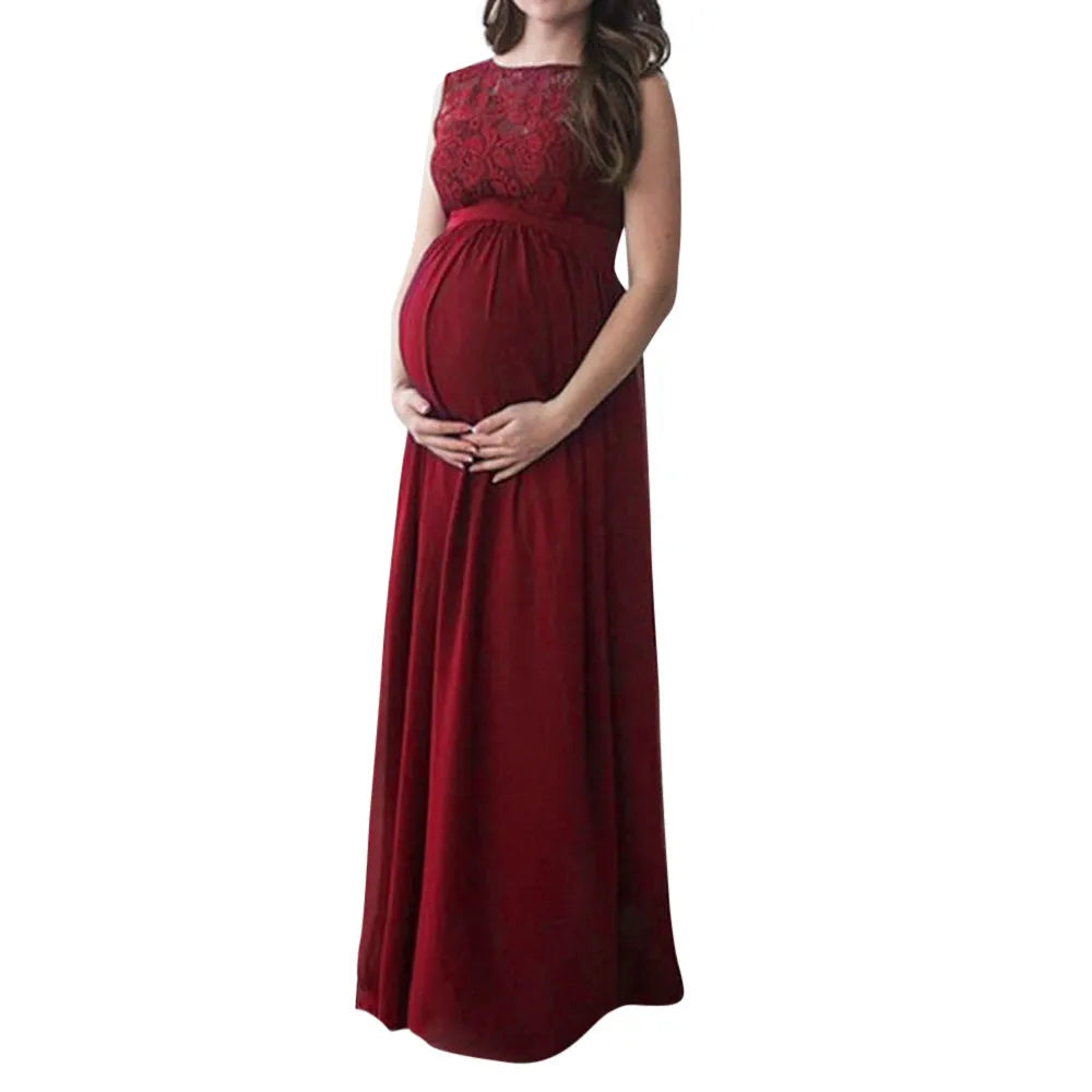 Maternity Dresses- Elegant Lace-Accented Maternity Dress for Special Events- - IndioGear Fashion and Gear