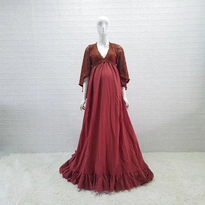 Maternity Dresses- Elegant Lace Maternity Dress Pregnancy Gown for Photoshoots- - IndioGear.com