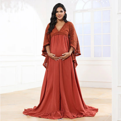 Maternity Dresses- Elegant Lace Maternity Dress Pregnancy Gown for Photoshoots- - IndioGear.com