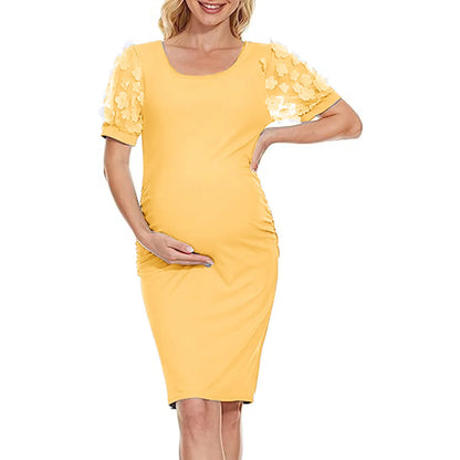 Maternity Dresses- Elegant Lace Sleeve Bodycon Maternity Dress for Baby Showers- - IndioGear Fashion and Gear