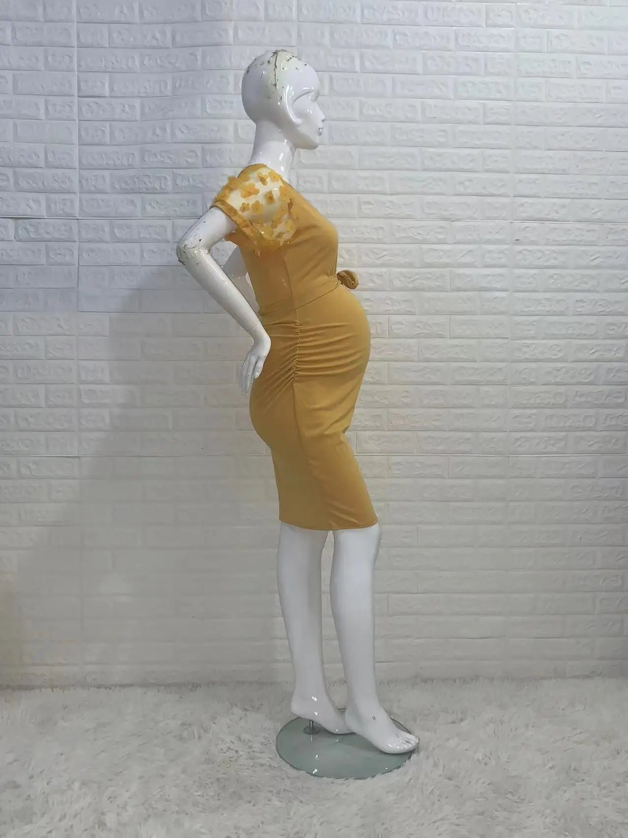 Maternity Dresses- Elegant Lace Sleeve Bodycon Maternity Dress for Baby Showers- - IndioGear Fashion and Gear