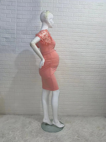 Maternity Dresses- Elegant Lace Sleeve Bodycon Maternity Dress for Baby Showers- - IndioGear Fashion and Gear