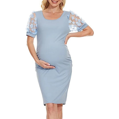 Maternity Dresses- Elegant Lace Sleeve Bodycon Maternity Dress for Baby Showers- - IndioGear Fashion and Gear