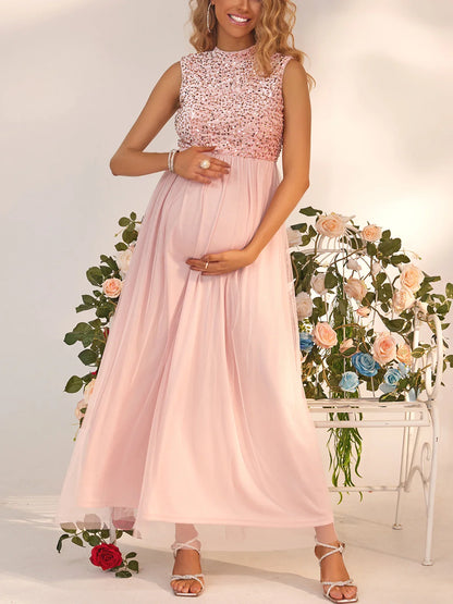 Maternity Dresses- Glamorous Maternity Dress with Sequined Gown- - IndioGear