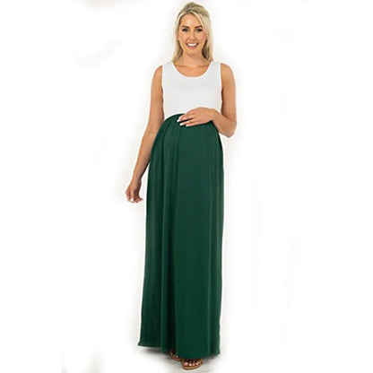 Maternity Dresses- Essential Summer Maternity Maxi Dress with Tank Top Design- - IndioGear Fashion and Gear