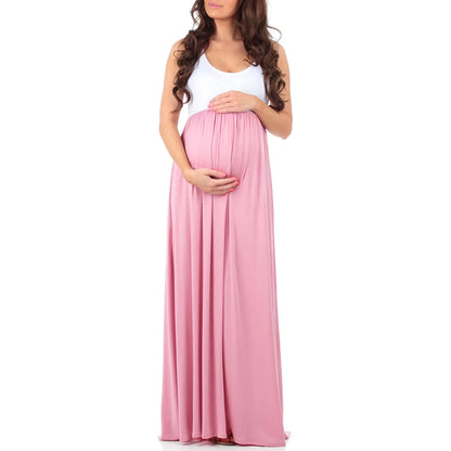 Maternity Dresses- Essential Summer Maternity Maxi Dress with Tank Top Design- - IndioGear Fashion and Gear