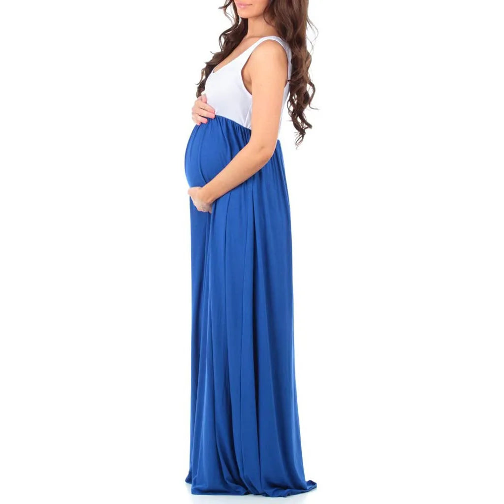 Maternity Dresses- Essential Summer Maternity Maxi Dress with Tank Top Design- - IndioGear Fashion and Gear