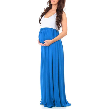 Maternity Dresses- Essential Summer Maternity Maxi Dress with Tank Top Design- - IndioGear Fashion and Gear