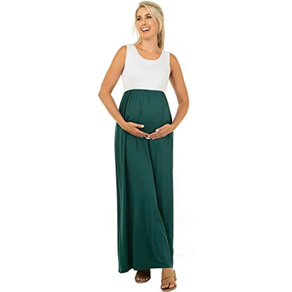 Maternity Dresses- Essential Summer Maternity Maxi Dress with Tank Top Design- - IndioGear Fashion and Gear