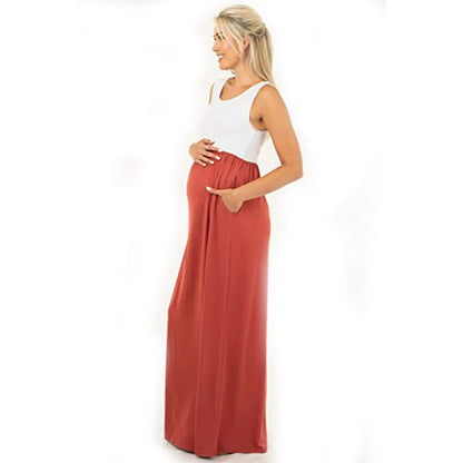 Maternity Dresses- Essential Summer Maternity Maxi Dress with Tank Top Design- - IndioGear Fashion and Gear